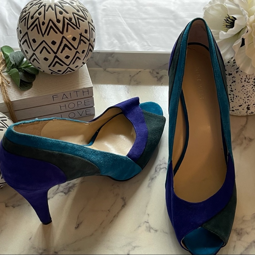 Nine West Women’s Color Block Peep Toe Pump Size:11